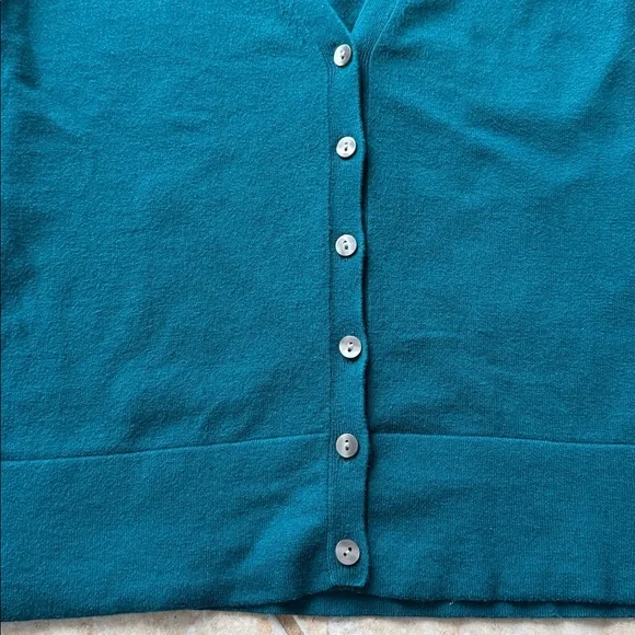 Ann Taylor Deep Teal Button-Up Cardigan - Picture 4 of 5